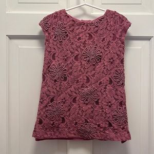 {Genuine Kids by Osh Kosh} Mulberry Lined Dress with Lace and Appliqué Overlay